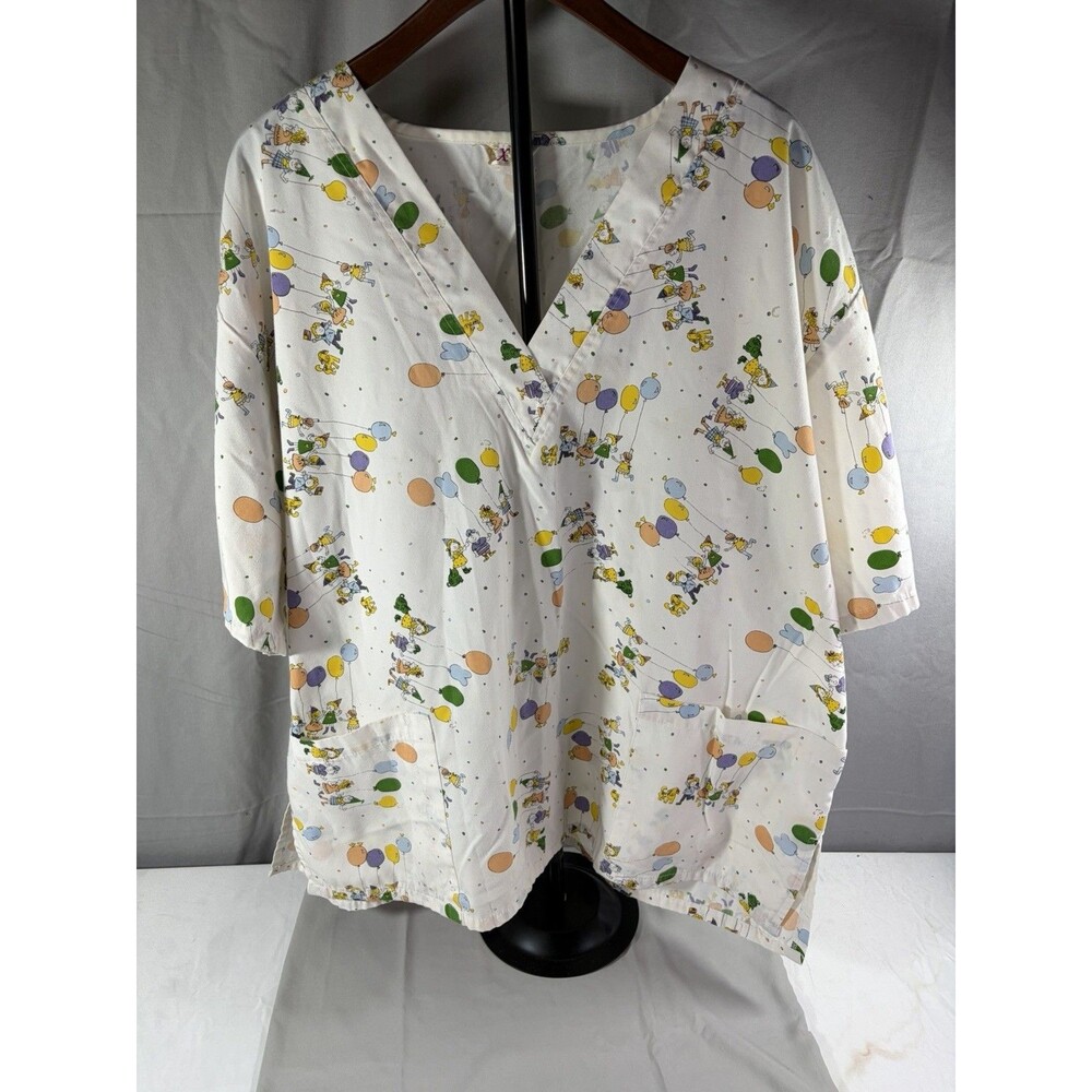 EXPO Scrubs Women’s Top 2XL Lightweight Multiple Pockets Balloons/kids